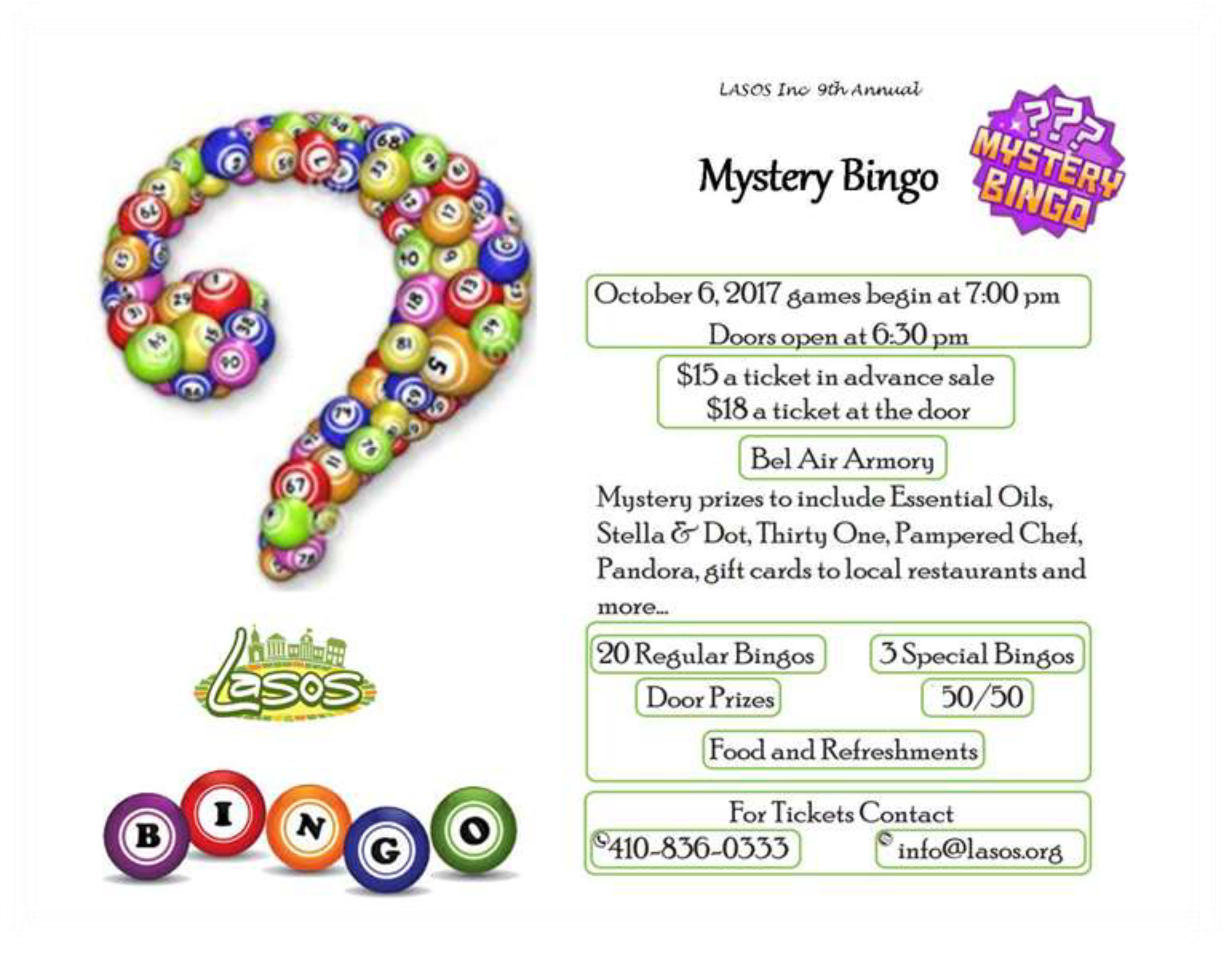 LASOS BINGO (oct 6 2017) flyer