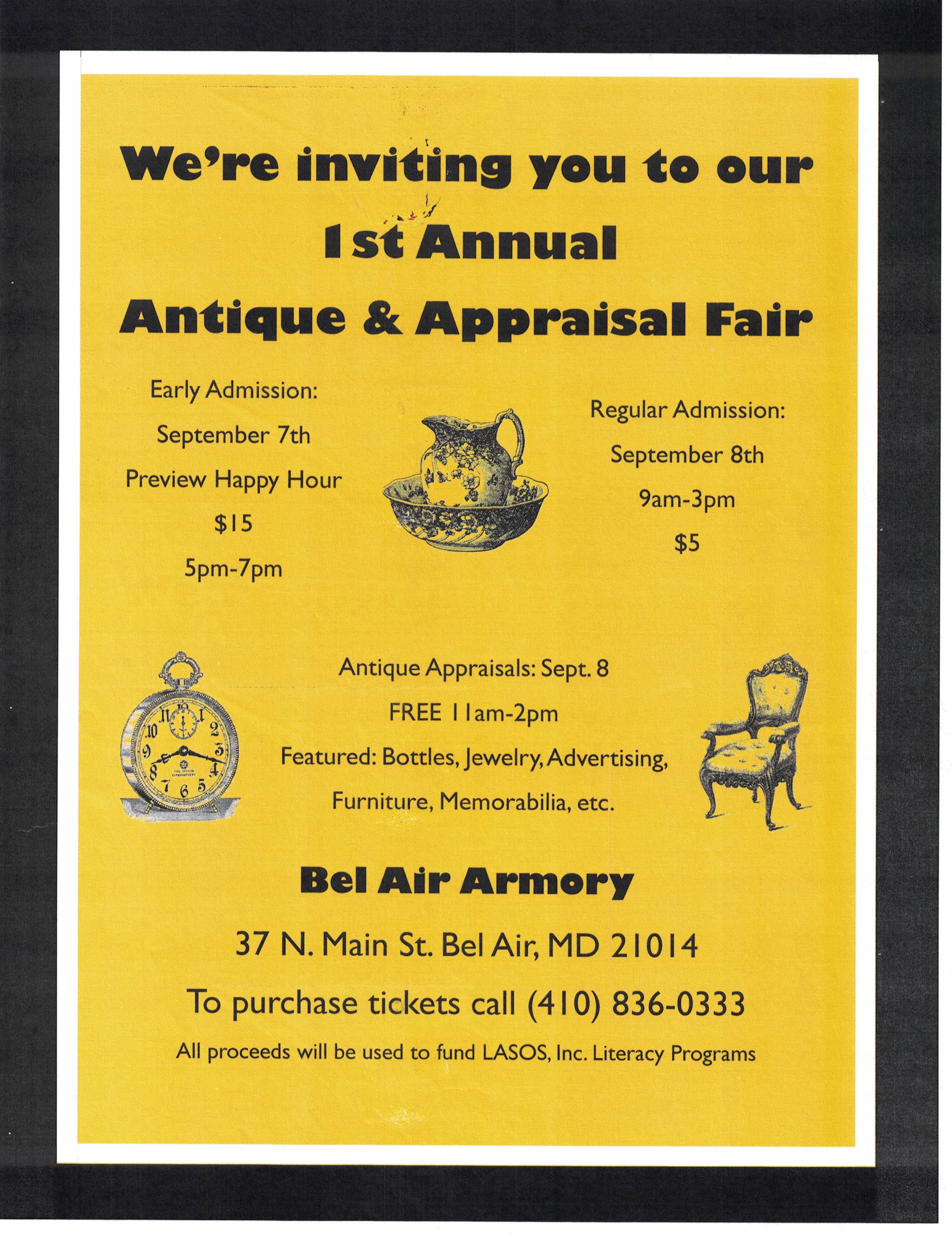 Antique Appraisal flyer (Sept 7 and 8, 2018)
