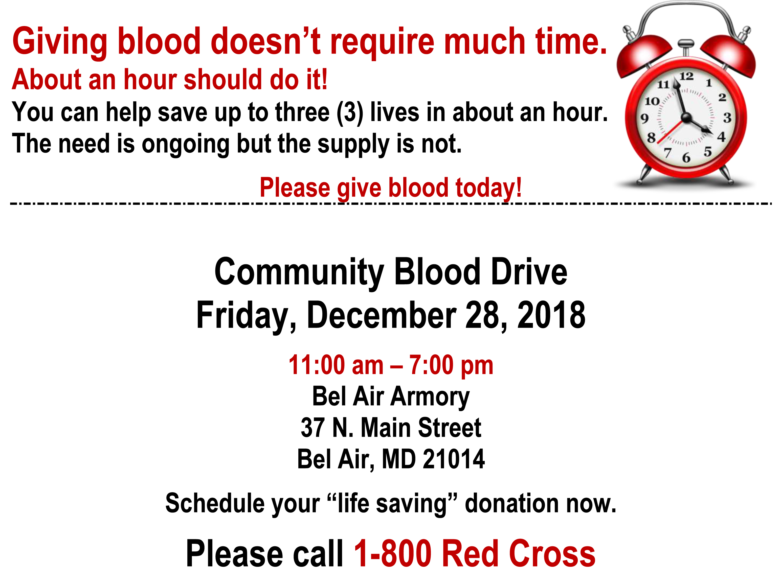 Red Cross Blood Drive flyer (Dec. 28, 2018)