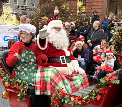 Sized photo of Santa and Mrs. Claus in the 2023 Bel Air Christmas parade