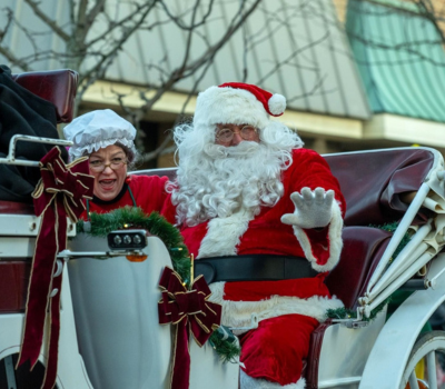 Santa and Mrs. Claus in the Bel Air Christmas parade
